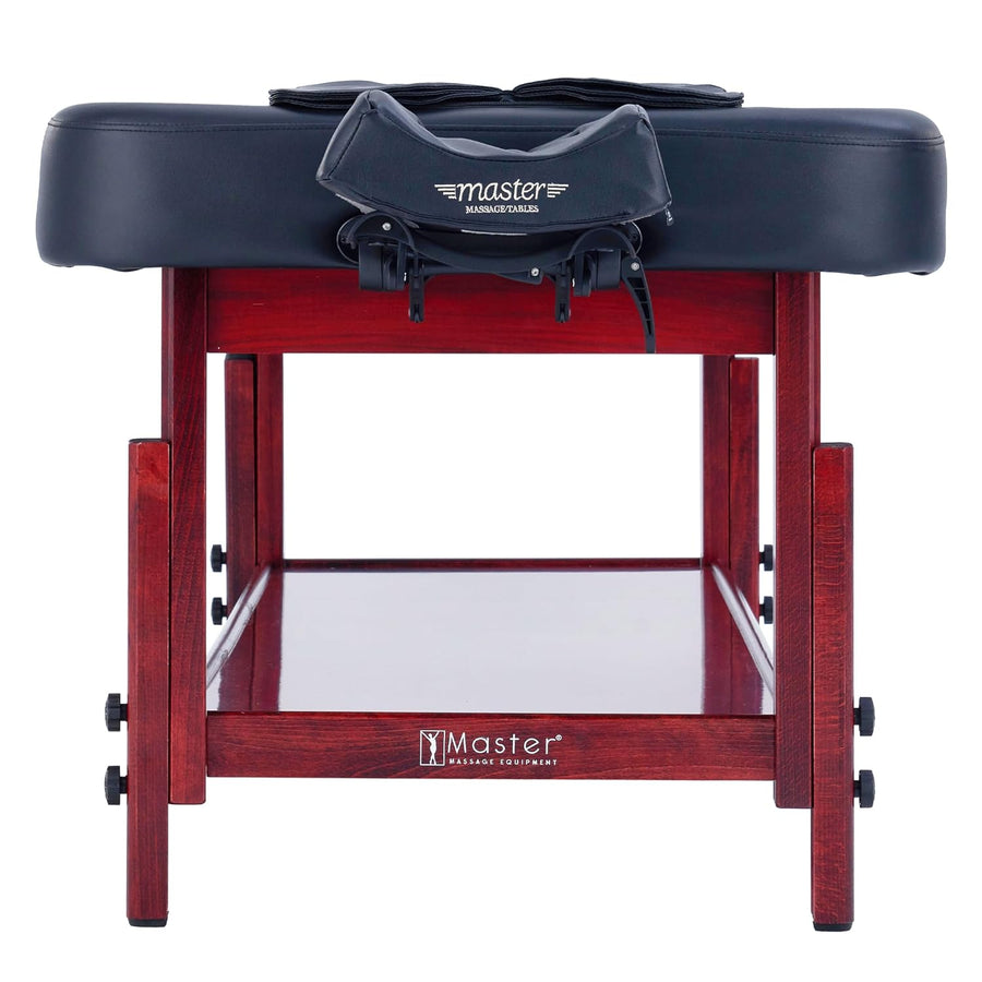 Master Massage 76cm AirMaster-II Full Body Stretching Airwave Stationary Massage Table with Airbags. 3D Lumbar Traction - Neck, Back, Waist, Hip Relaxation & Pain Relief for Professional & Home Use Chiropractic Table (Mahogany color frame)