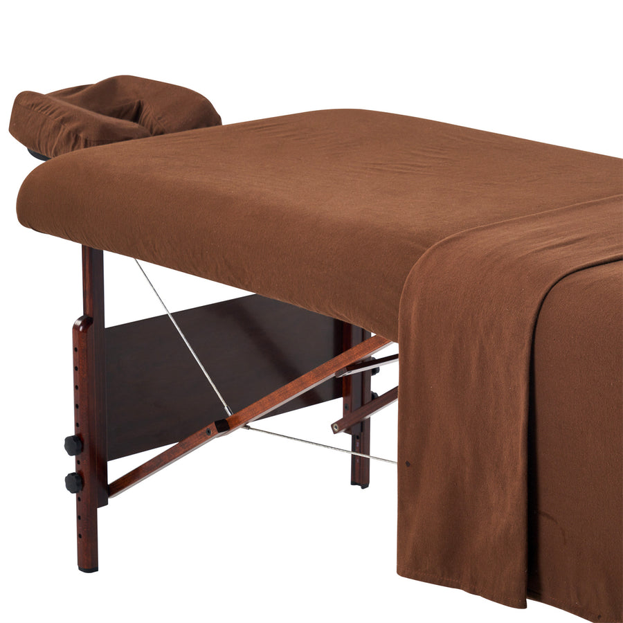 Master Massage Flanell 3er Set Überzug Spanntuch, Laken, Kopfkissenüberzug für Massageliege Salon Baumwolle - Weiß